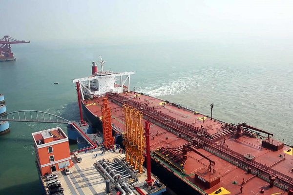 Tanker loading in harbour